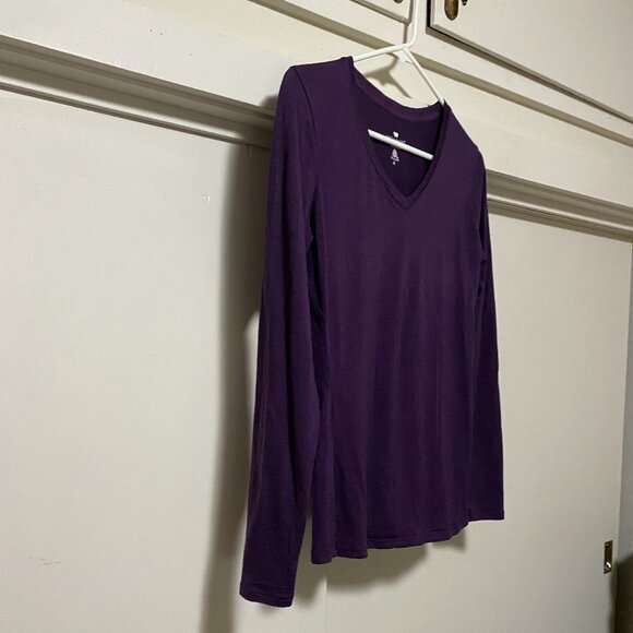 Seg'ments, 100% Merino wool, purple V-neck sweater, size M - Picture 3 of 10